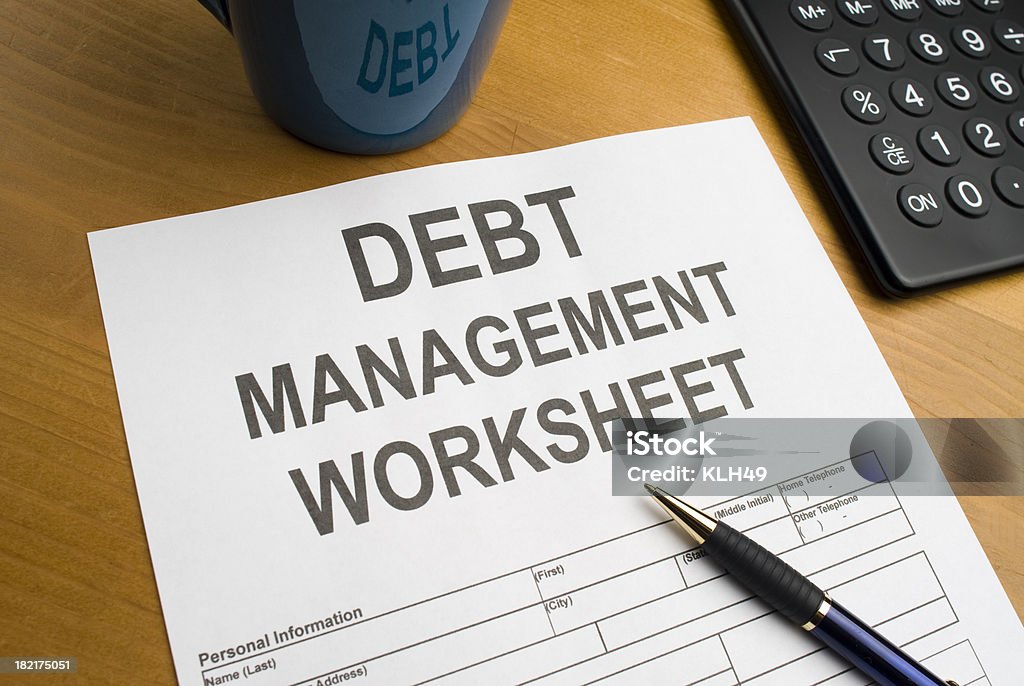 Planilha de gestão da dívida - Foto de stock de Conceito royalty-free