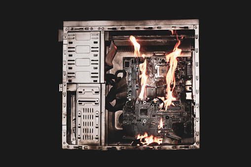 Computer Burn Image A Burning System Unit From A Computer From A Short Circuit And A Power ...