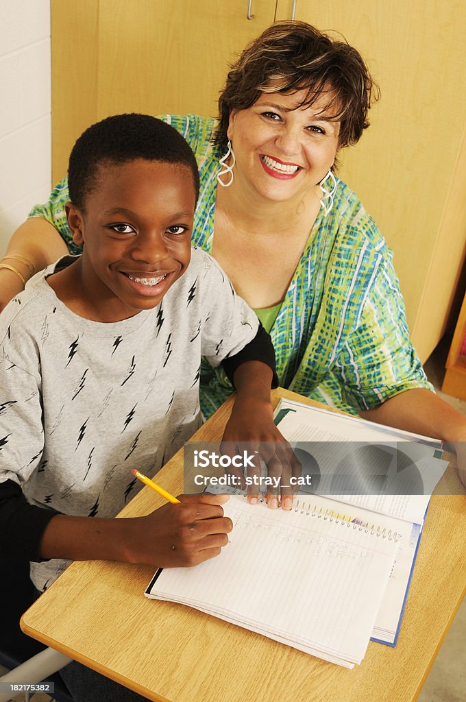Glückliche Schüler und Lehrer - Lizenzfrei 10-11 Jahre Stock-Foto