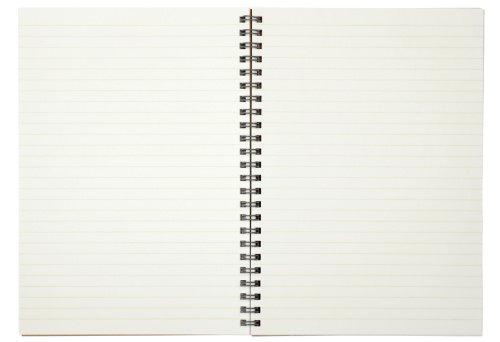 Open notebook isolated on white. Clipping path included.See also: