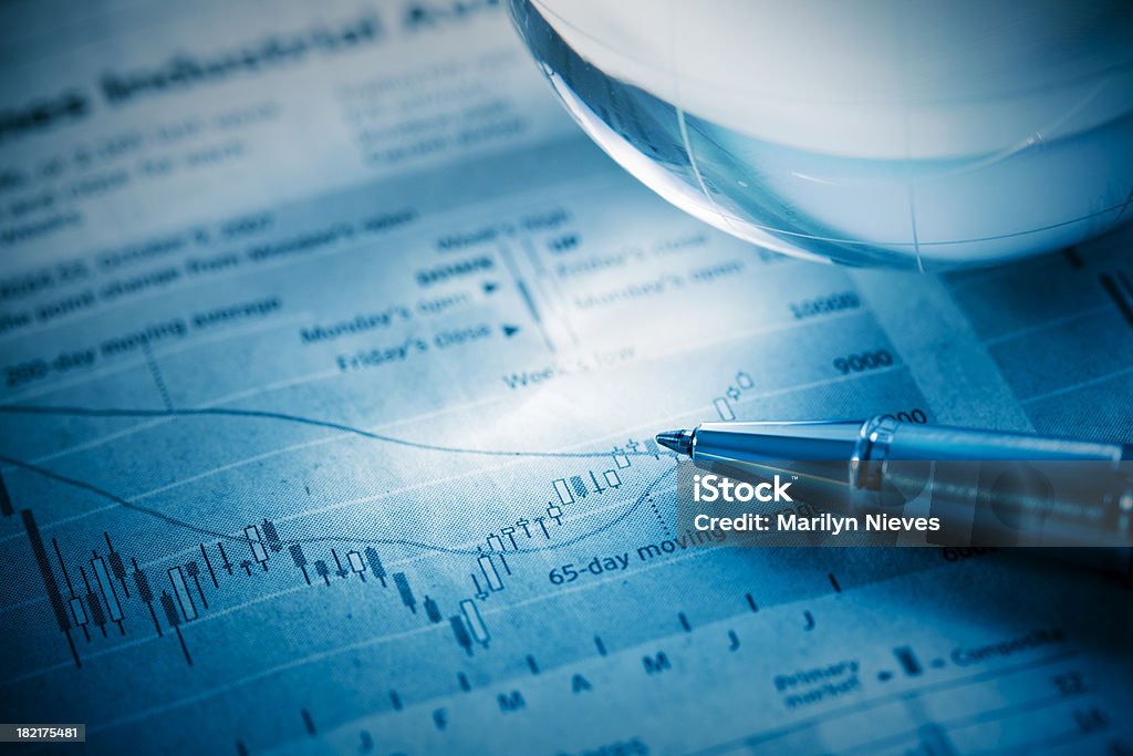 graphing progress Chart graphing financial progress. Finance Stock Photo