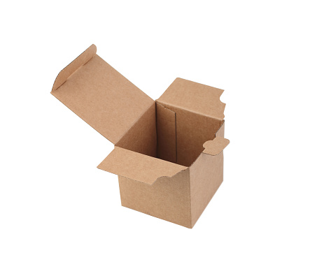 Open Cardboard Box on White Background