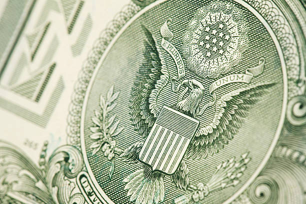 banconota da un dollaro & il sigillo grande - us currency foto e immagini stock