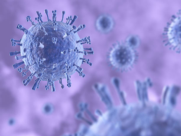 Swine Influenza (H1N1) Virus Macro image of H1N1 swine influenza virus cells h1n1 flu virus stock pictures, royalty-free photos & images