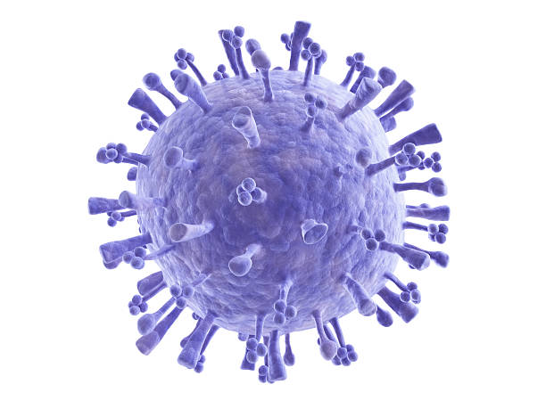 Blue swine flu virus molecule on white background Macro view of isolated H1N1 swine flu virus. Clipping path included. flu virus stock pictures, royalty-free photos & images