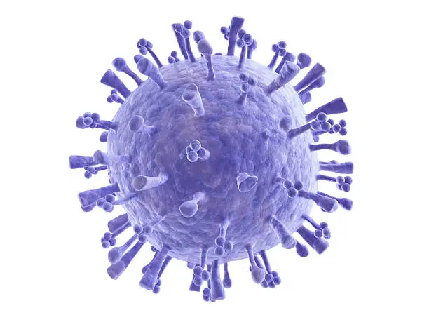 Photo of Blue swine flu virus molecule on white background