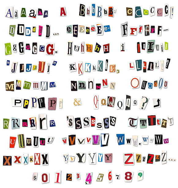 ransom nota revistas e jornais recortes - letter text bribing alphabet imagens e fotografias de stock