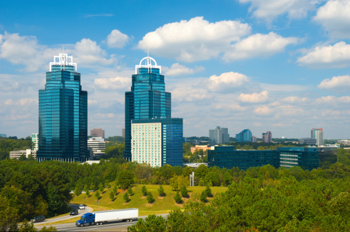 Perimeter Center business district skyline in the Atlanta suburb of Sandy Springs.