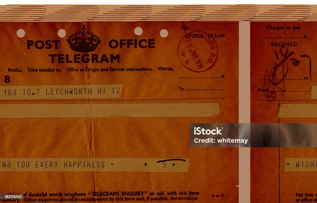 "Congratulazioni telegramma 1935" - Foto stock royalty-free di 1930-1939