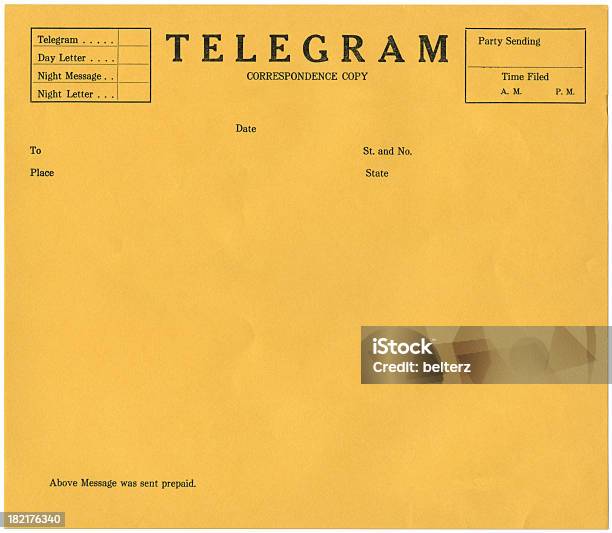 Foto de Telegrama e mais fotos de stock de Telegrama - Telegrama, Antigo, Fora De Moda - Estilo