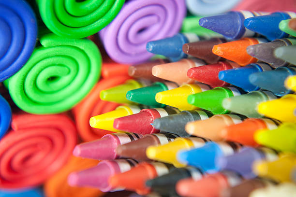 crayons and modelling clay