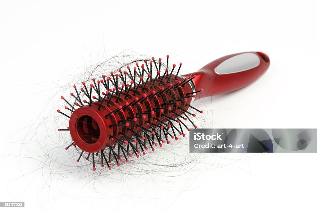 Hairbrush with Hair Loss Hairbrush Stock Photo