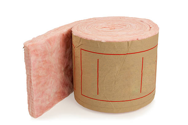 Pink Insulation Roll Isolated stock photo