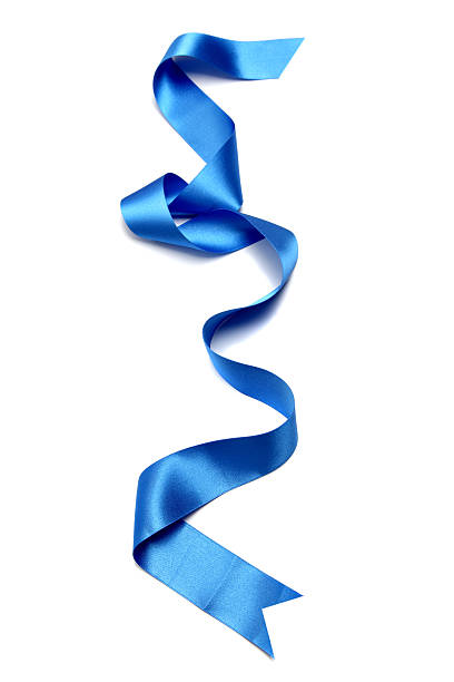 Blue ribbon isolated on white background, space for text