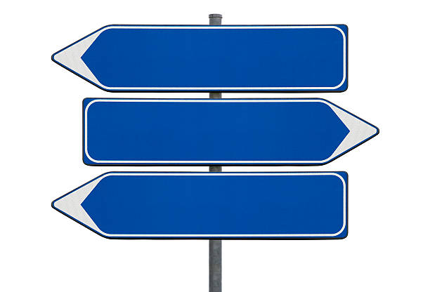 istock Directional blank blue signs on a white background 182177261