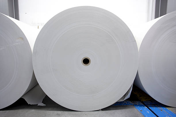 large rolls of white printing paper for the press - paper rolls - fotografias e filmes do acervo