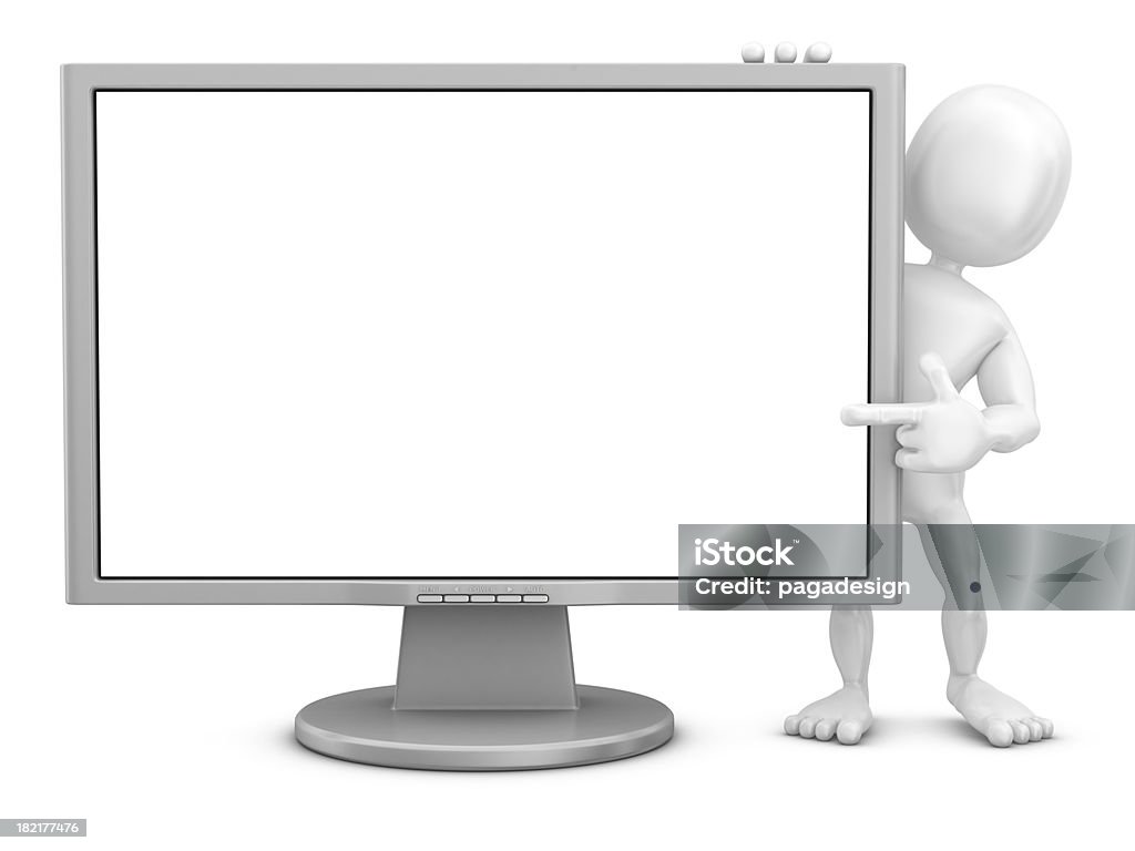인명별 문자가 가리키는 모니터 왜고너의 화면 - 로열티 프리 3차원 형태 스톡 사진