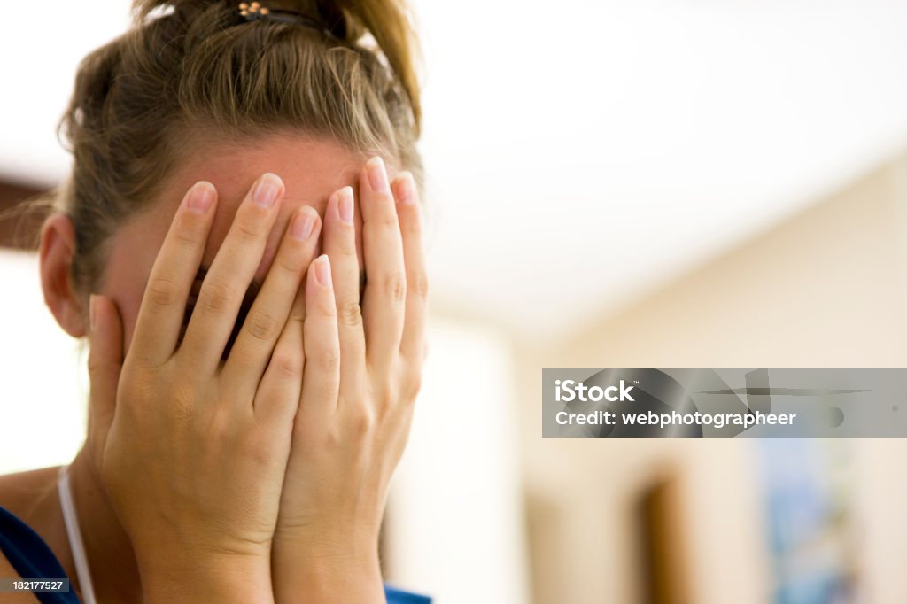 Shy woman "Shy woman , canon 1Ds mark III" Women Stock Photo