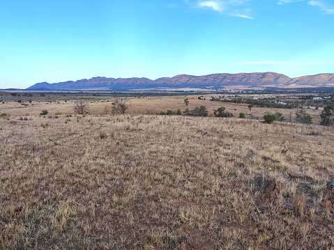 The Chase range in Flinders Ranges National Park viewed from Station Hill Lookout. The Flinders Ranges are the largest mountain ranges in South Australia.