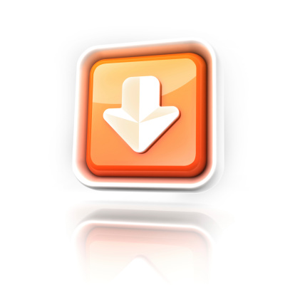 download button orange - 3D illustration