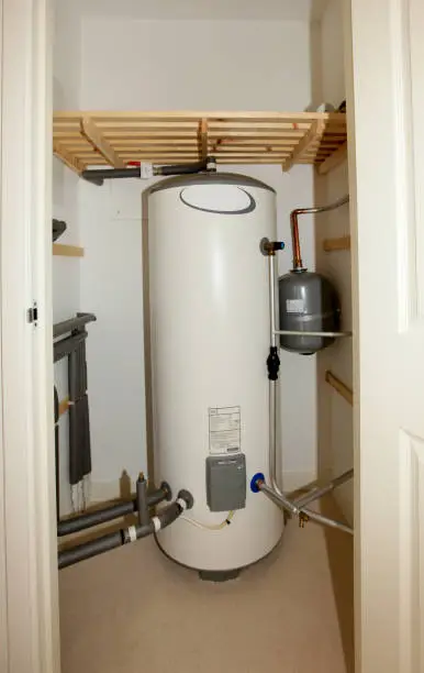 Photo of Modern unvented indirect hot water system storage tank