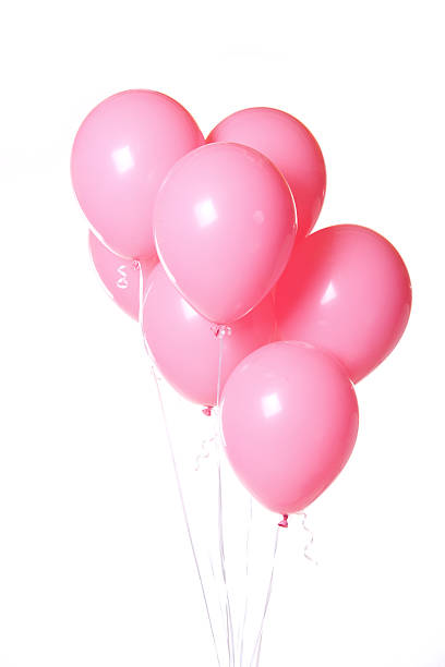 Group of Pink Balloons on White Background Bunch stock photo