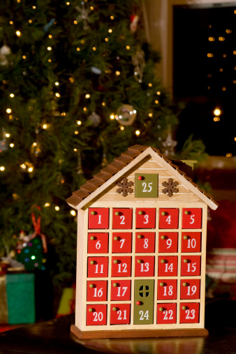 christmas advent calendar and christmas tree