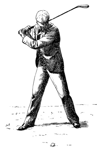 Antique illustration of a man playing golf (isolated on white). CLICK ON THE LINKS BELOW TO SEE SIMILAR IMAGES: