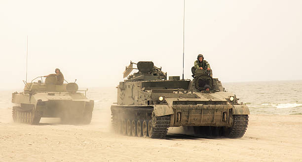 Tanks convoy Russian tanks convoy on military maneuvers. armored vehicle stock pictures, royalty-free photos & images