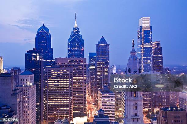 Vista Da Cidade De Filadélfia - Fotografias de stock e mais imagens de Filadélfia - Pensilvânia - Filadélfia - Pensilvânia, Vista Aérea, Noite