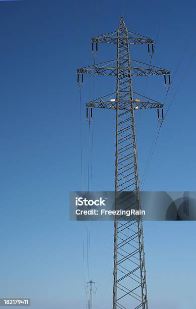 Pylons Stock Photo - Download Image Now - Agricultural Field, Amperage, Blue