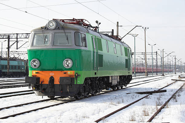 green electric locomotive