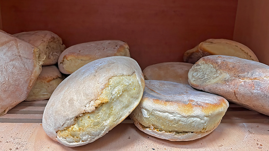 Sourdough bread made with traditional methods in the market.