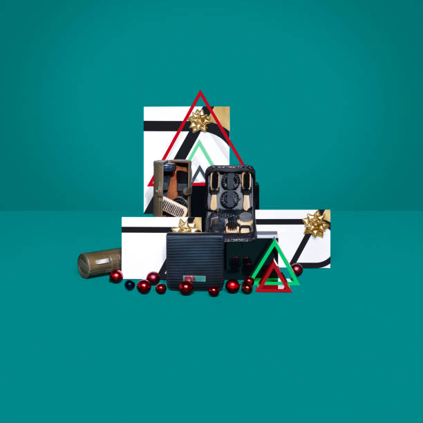 istock Group of different christmas gift and boxes. No people. Studio shot. 1821836214
