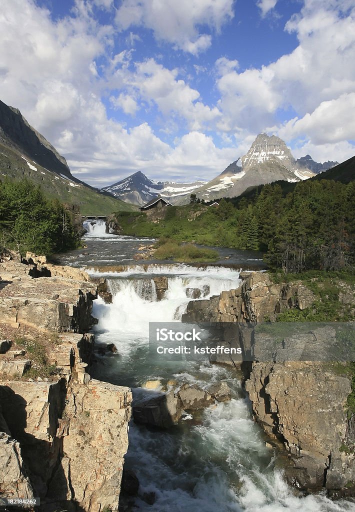Swiftcurrent Falls-Park Narodowy Glacier, Montana - Zbiór zdjęć royalty-free (Ameryka Północna)