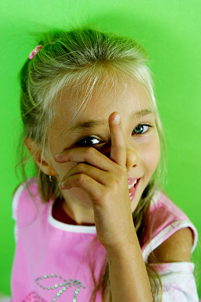 girl with finger stock photo