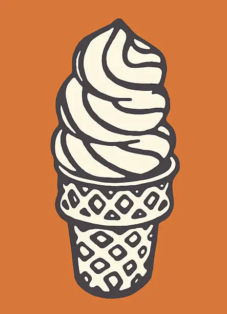 Vector illustration of Swirled Soft Serve Ice Cream Cone