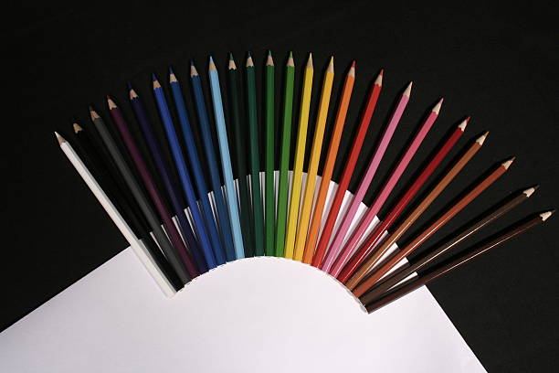 array of colour (ed pencils) stock photo