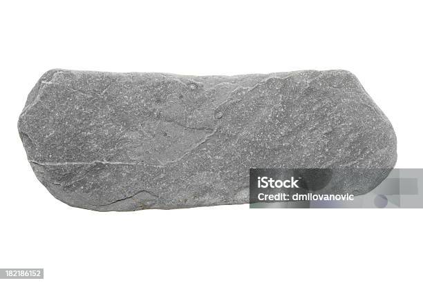 Stone Isolated On White Stock Photo - Download Image Now - Stone - Object, Flat - Physical Description, Block Shape