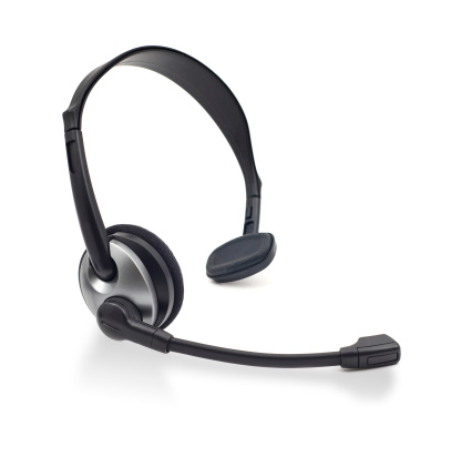 Headset on white background with copyspace