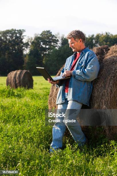 Trabalhador Rural No Computador Portátil - Fotografias de stock e mais imagens de Adulto - Adulto, Adulto maduro, Agricultor