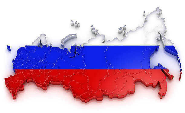 Russia map with flag stock photo