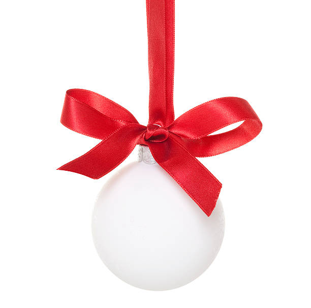 istock White Christmas Ball with red Ribbon 182187008