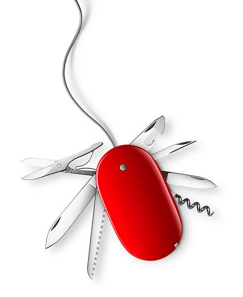 Red mouse with multifunction knife blades. Similar photographs from my portfolio: