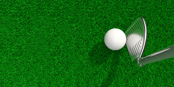Close up of a golf ball on the field