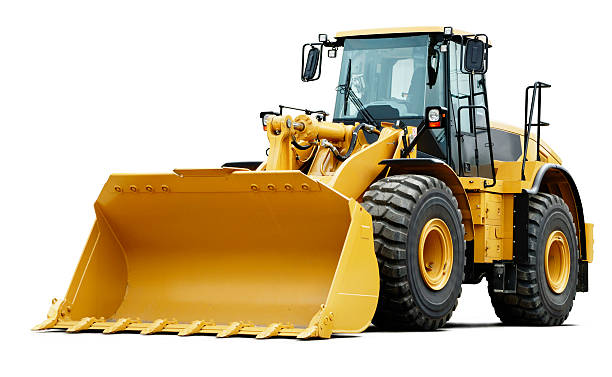 Loader Heavy construction machine in mint condition - isolated on white with soft shadow + clipping path backhoe photos stock pictures, royalty-free photos & images