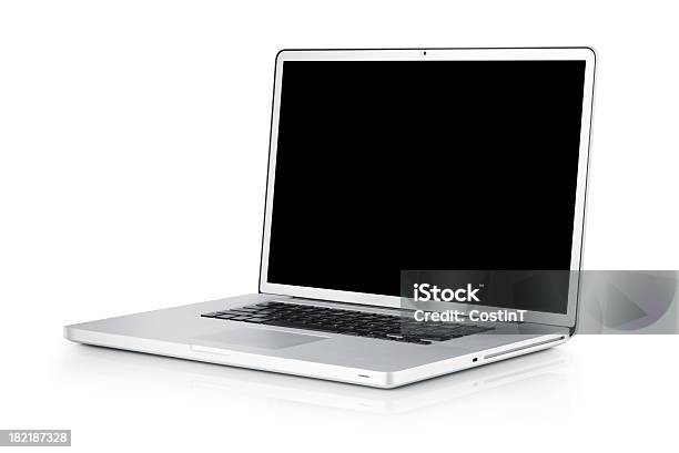 Computer Portatile Isolato Su Bianco Con Tse Lente - Fotografie stock e altre immagini di Computer portatile