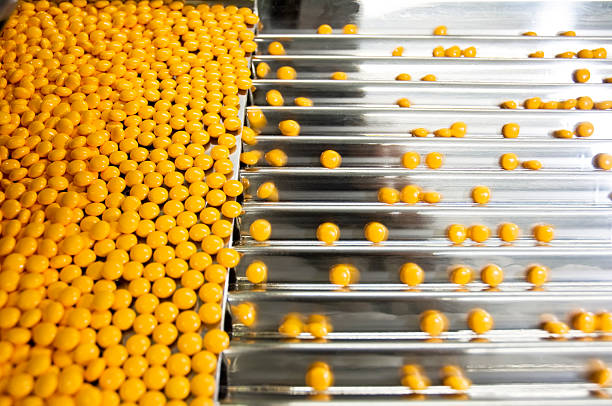 píldoras en una industria farmacéutica - laboratorio farmaceutico fotografías e imágenes de stock
