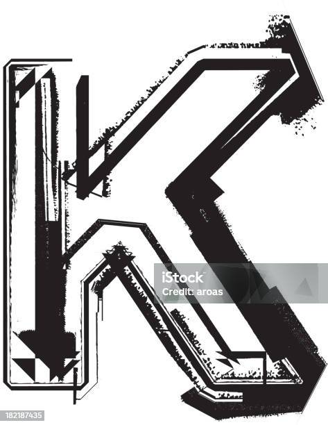 Grunge Police Lettre K Vecteurs libres de droits et plus d'images vectorielles de Calligraphie - Calligraphie, Croquis, Création numérique