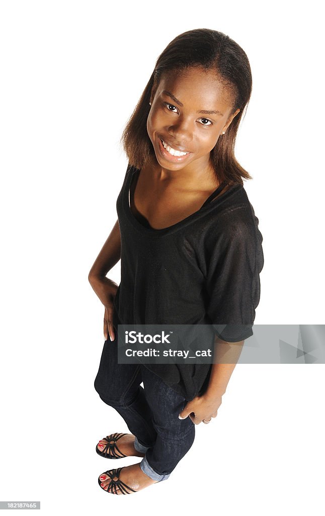 Atractiva joven mujer Retrato de longitud completa en blanco - Foto de stock de Vista elevada libre de derechos